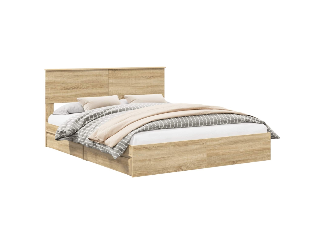 Cama com Armazenamento com Gaveta Carvalho Sonoma MAISON EXCLUSIVE 160x200 cm