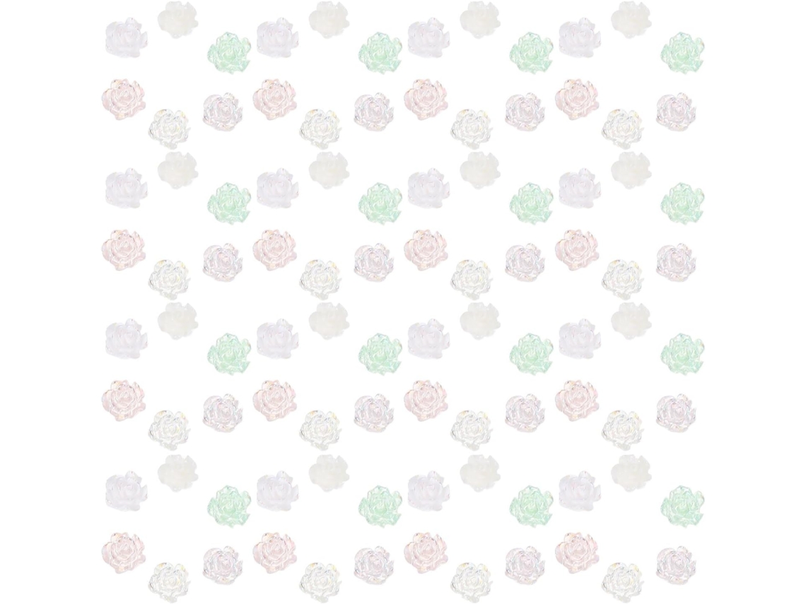Conjunto de 60 esmaltes de resina em formato de flor de camélia.