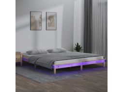 Vidaxl Estrutura de Cama C/ Led 140x190 Cm Madeira Maciça