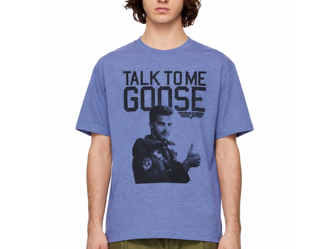 Rockinstone Top Gun Movie Talk To Me Heather Light Blue Adult T-shirt Size:xxxl