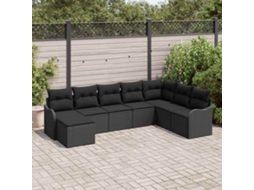 Vidaxl Conjunto De Sofá De Jardim 8 Unid. Preto Vime Pe