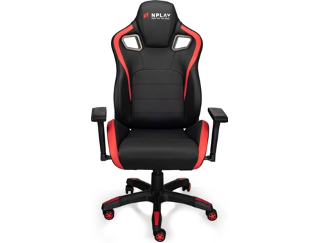 Cadeira Gaming NPLAY Rule 6.1 (Até 90 kg - Elevador Classe 4 - Preto) — Mecanismo reclinável 135 graus / Gas Lift classe 4 / 360º Assento giratório / Peso máximo suportado de 150kg