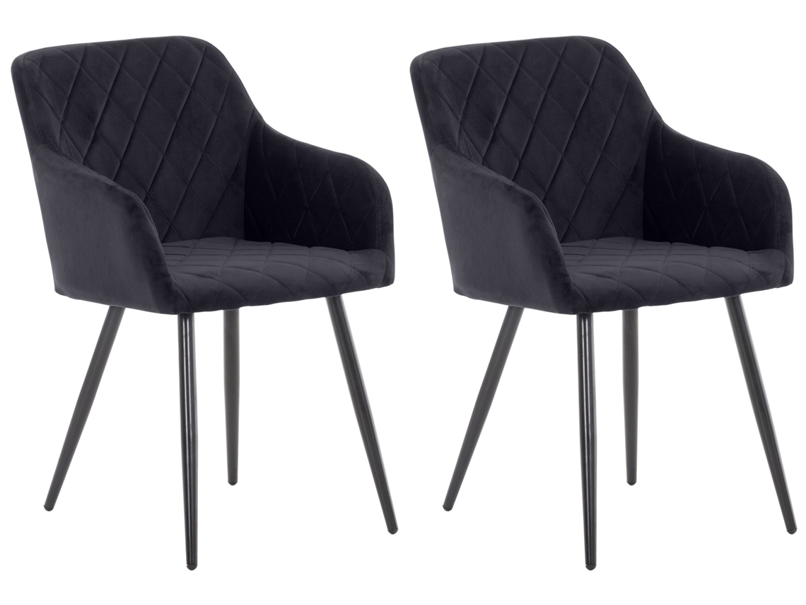 Conjunto de 2 Cadeiras de Jantar Shila Preto/Veludo CLP