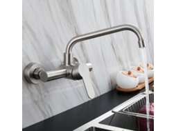 Torneira De Cozinha Parede, Misturador Pia Em Aço Inoxidável Escovado, Com Monocomando, Parede Aquaforge