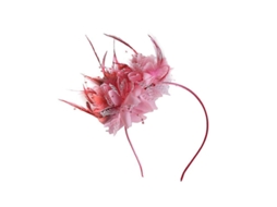Diadema De Penas Vintage Com Flores De Tela Acessório De Cabelo Para Mulheres E Meninas Para Casamentos E Ocasiões Especiais Rosa