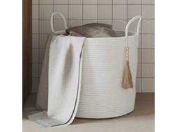 Vidaxl Cesto De Arrumação Ø40x35 Cm Algodão Branco