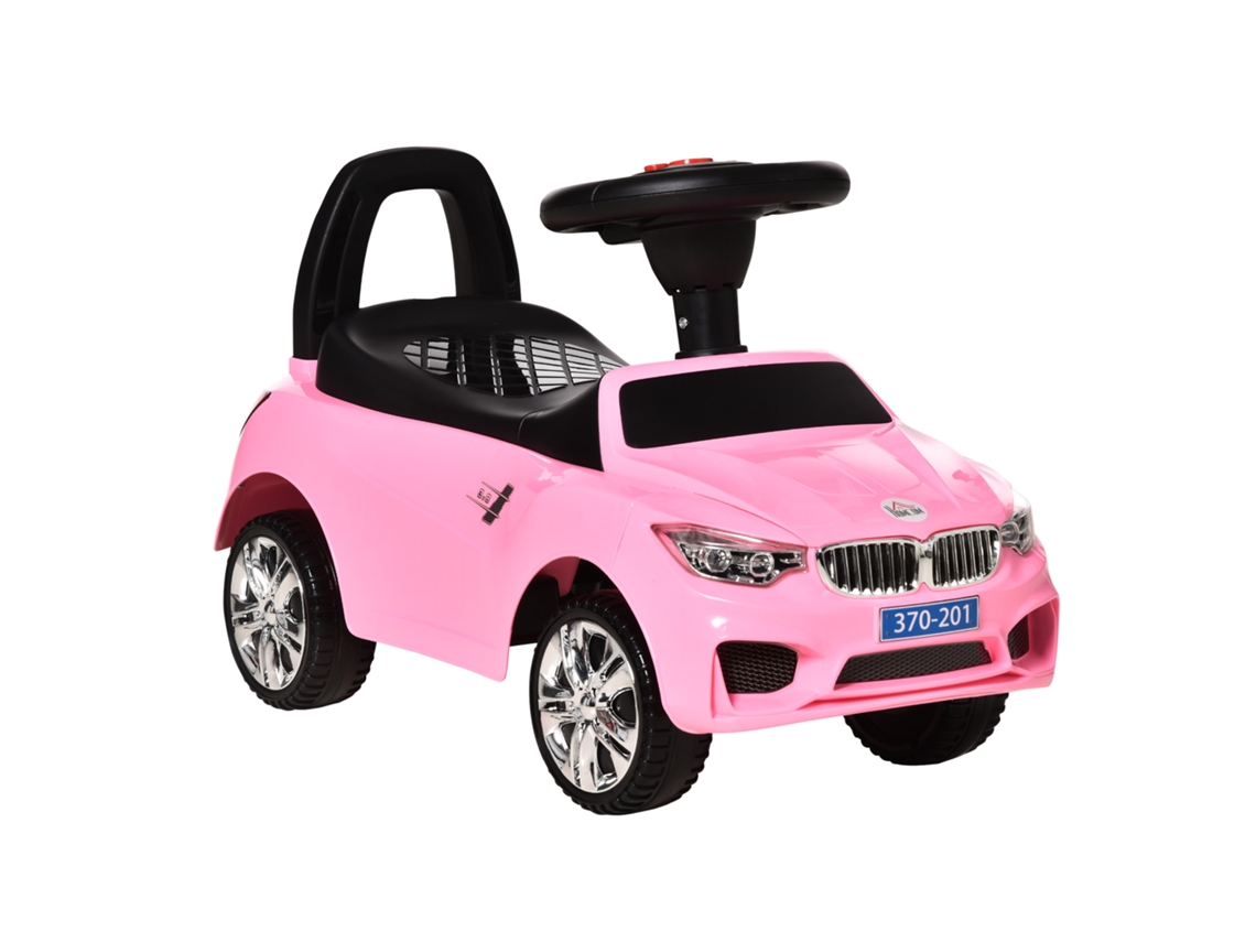 Carrinho Para Crianças De Montar Com Volante, Faróis E Músicas Integradas, Carro Para Crianças Em Pp E Metal, 63.5x28x36 Cm, Rosa