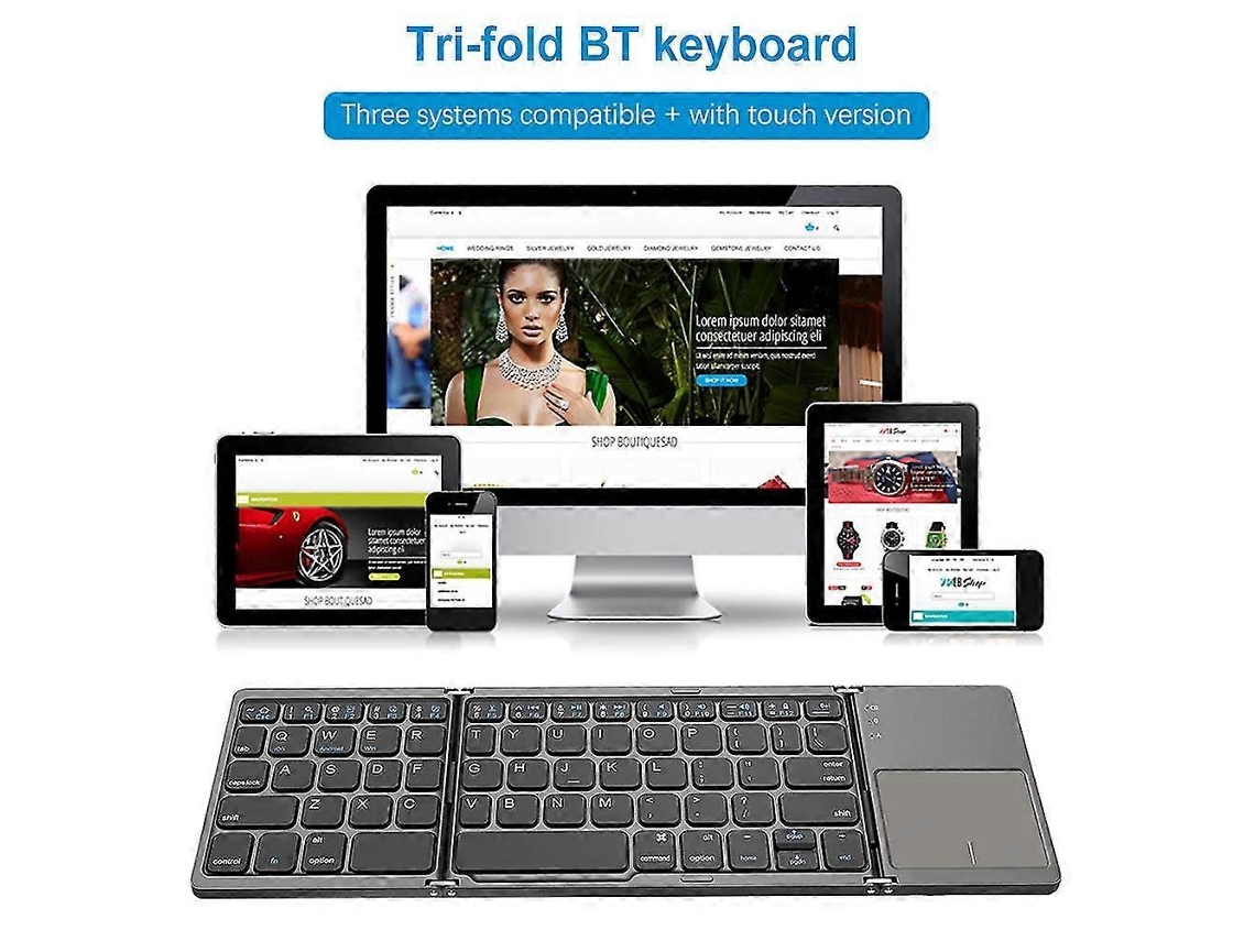 Teclado Dobrável Sem Fio Portátil Mini B033/b033 Plus/b089t Com Touchpad Bluetooth Para Tablets Ios, Android E Windows. Nostalgia88