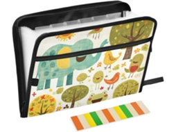Pastas Expansíveis Com 13 Bolsos, Tamanho A4, Com Fecho De Zíper Documentos, Estampa De Rabiscos, Elefante E