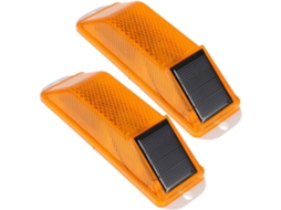 Conjunto De 2 Luzes De Advertência Solares Amarelas Para Uso Externo.