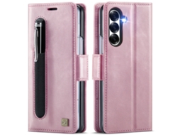 Capa De Couro Para Celular Com Compartimento Para Cartãoouro Rosa - Samsung Z Fold5