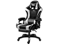 Cadeira Gaming Powergaming Preto/Branco com Apoio para Os Pés
