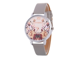 Relógio de Pulso Casual de Quartzo Estilo Coreano com Pulseira de Couro Cinza