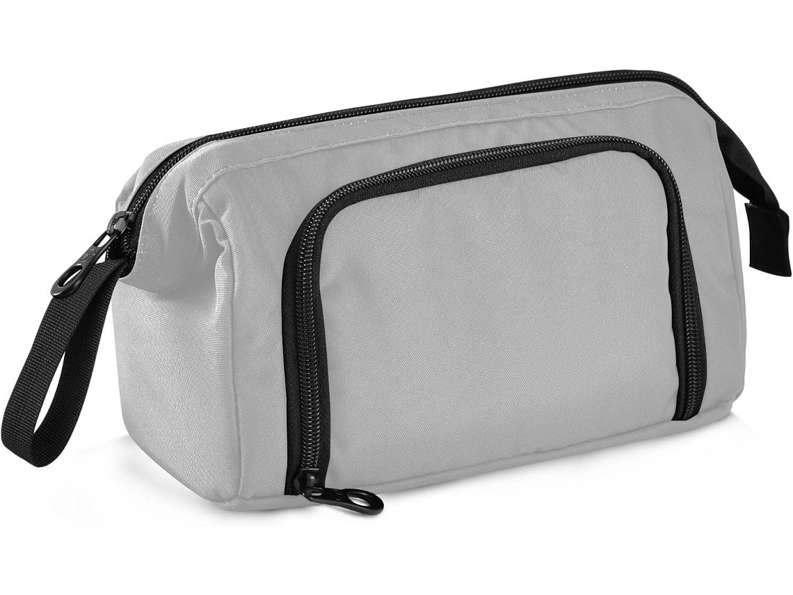 Estojo Grande Cinza Escuro, Cor Sólida, Capacidade, com Zíper, para Meninas. 24 X 9,5 15 Cm Durável Resistente