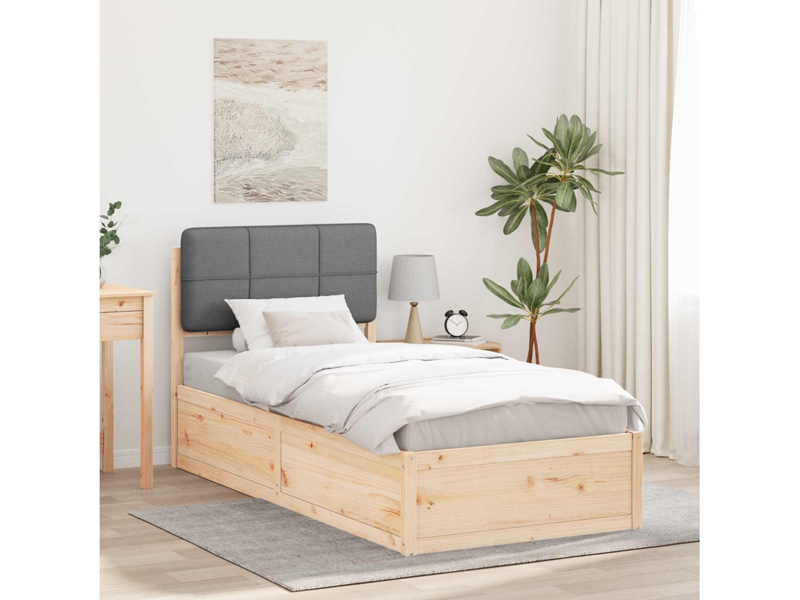 Vidaxl Estrutura de Cama com Cabeceira Estofada Cinzento claro