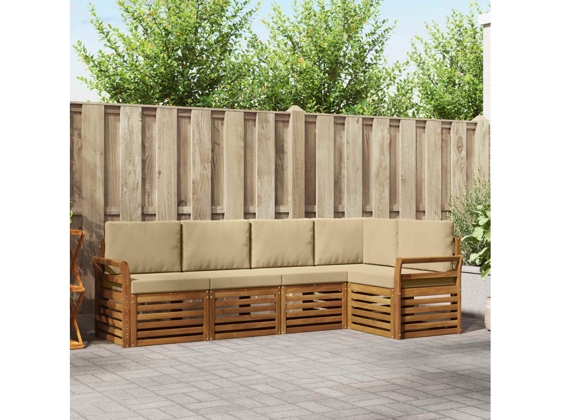 Vidaxl Conjunto De Sofás Para Exterior 5 Unid. Natural E Bege