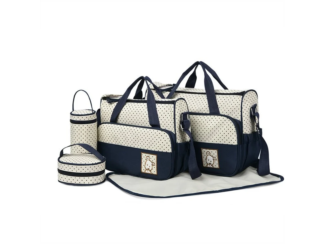 Conjunto de 5 peças, bolsa multifuncional para Fraldas, bolsa pré-amarrada de grande capacidade