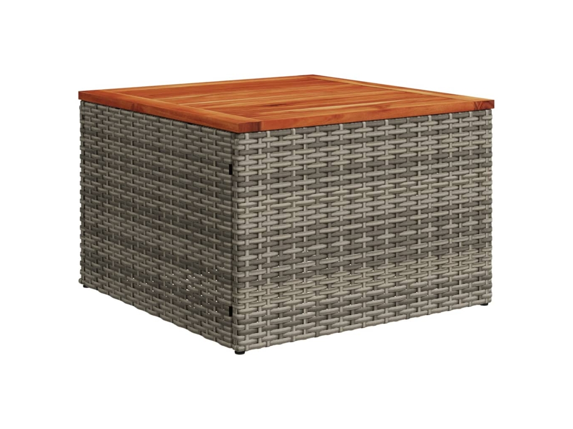 Mesa de Jardim 55x55x37 cm Vime Pe e Madeira by Acácia Cinzento MAISON EXCLUSIVE