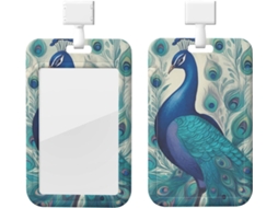 Porta Crachá Com Estampa Pavão Fofo, Porta Crachá Vertical Com Cordão, Camada Plástica Impermeável, Crachá Estojo