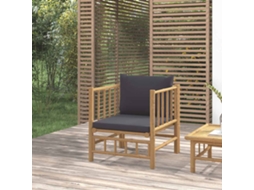 Vidaxl Sofá De Jardim Com Almofadões Bambu Cinzento-escuro