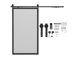 Kit Trilho Porta Deslizante 244cm Sem Furar, Aço Preto