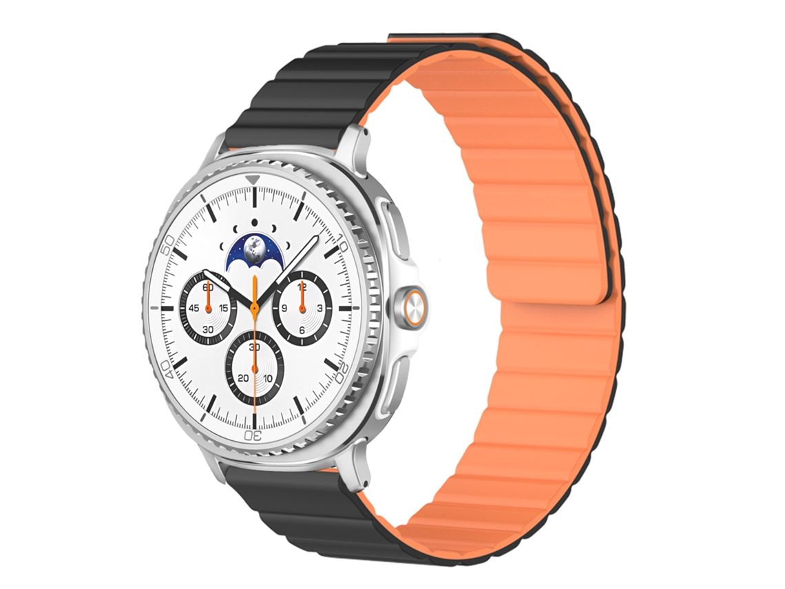 Pulseira Magnética De Silicone Modificado Com Uv Para Samsung Galaxy Watch 8-ultra, Preta E Laranja