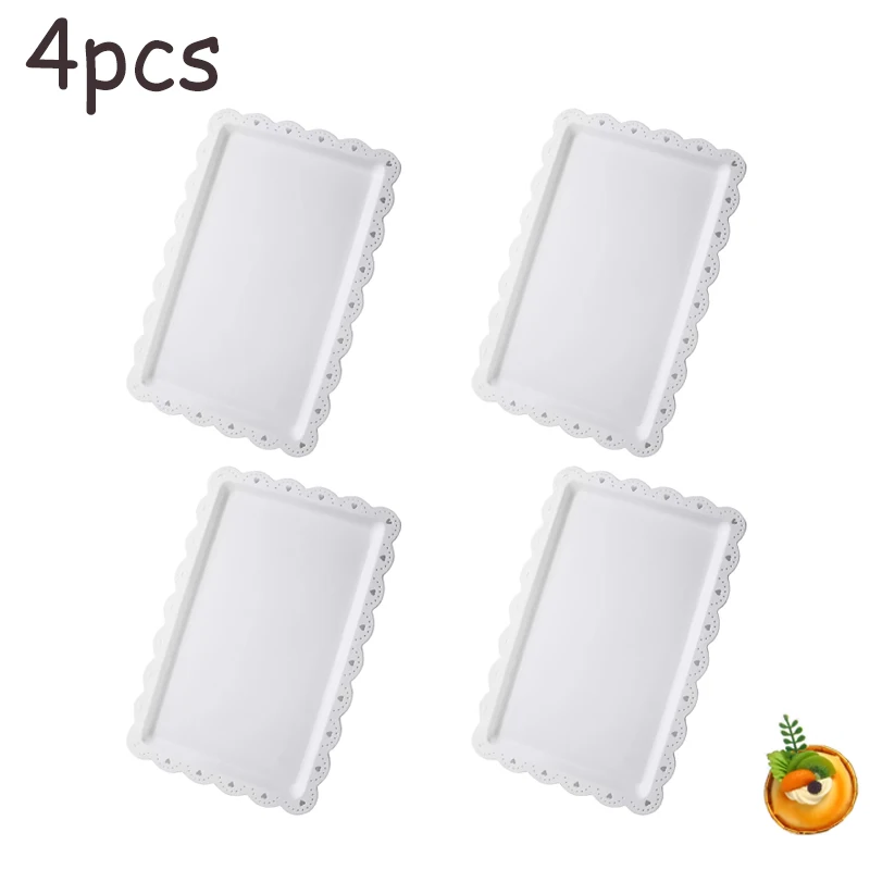 Conjunto De 4 Pratos Retangulares Para Sobremesa, Feitos De Material Pp, Reutilizáveis, Ideais Para Festas De Fim De Ano.