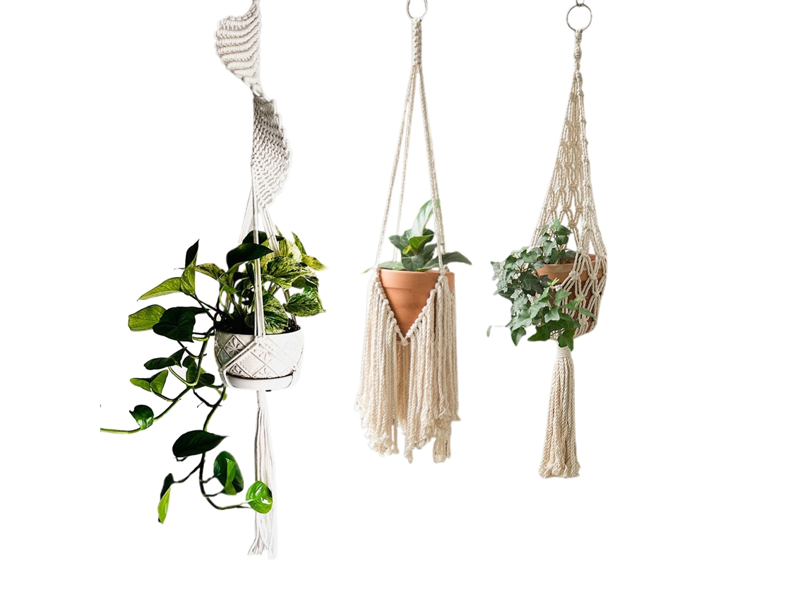 Cesto de flores com tecido tricô em estilo nórdico, 3 peças LAXISCREED