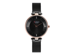 Relógio Feminino de Quartzo Analógico com Dourado Rosa e Preto, À Prova D'água, Modelo Redondo em Liga