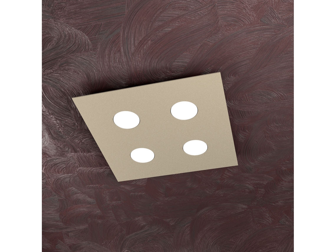 Luminária De Teto Quadrada Toplight Area De 4 Luzes Com Encaixe Gx53, Estrutura Cor Areia, Design Moderno 40x40x3cm Top Light
