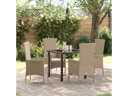 Vidaxl Conjunto De Jantar Para Jardim Com Almofada 5 Pcs Bege Vime Pe