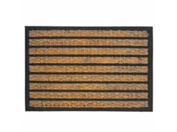 Capacho De Fibra De Coco Com Base Pvc Natural E Preto