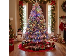 Árvore De Natal Artificial De 180 Cm Coberta De Neve Com 250 Leds Rgb Premium, Suporte De Metal Dobrável