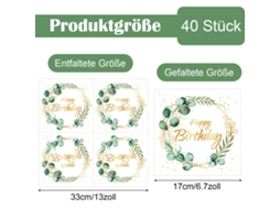 40 Guardanapos De Aniversário, Guardanapos Verdes De Eucalipto, Decoração De Mesa Para Batizado, Chá De Bebê, Festas (33 X 33 Cm)
