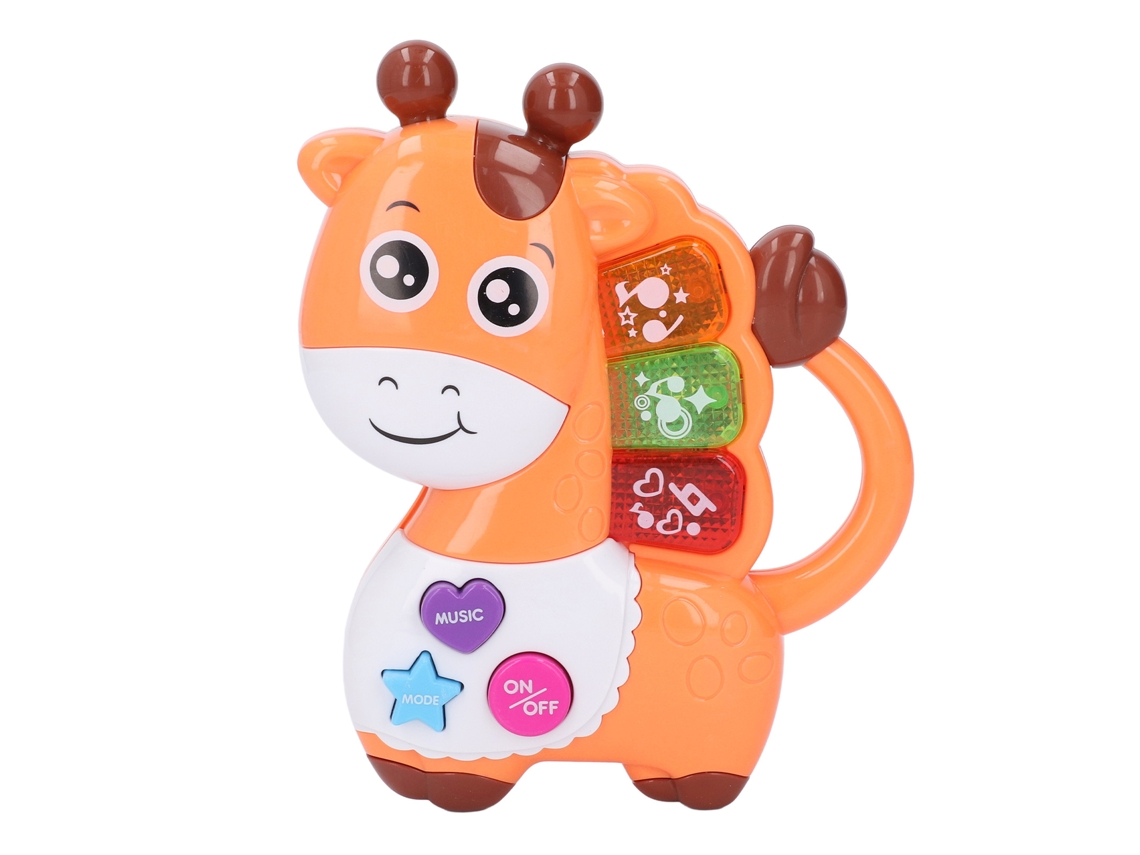 Ats brinquedo Musical de Animal para Bebê: Teclado Educativo de Girafa com Piano Eletrônico Infantil de Cor Laranja