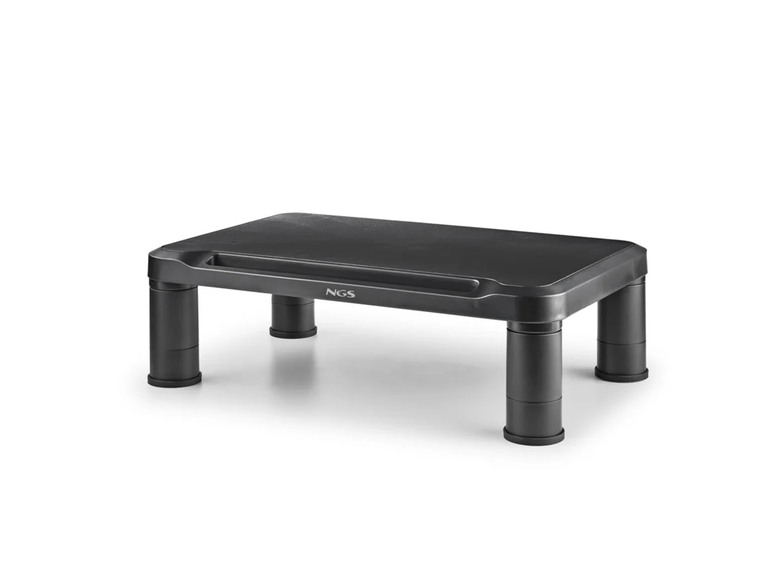 Tela Stand Suporte Elevatório Para Monitor De Computador E Notebook Que Reduz A Tensão No Pescoço. Regulável Em Altura. Suporta Até 20kg. Preto Ngs