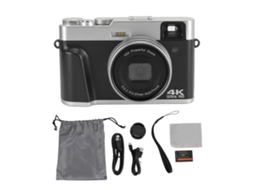 Câmera Digital 4k 48mp Tela De 2,8 Polegadas Antivibração Zoom Digital 16x Câmera De Vídeo Compacta Câmera De Viagem Apontar E Disparar Preta