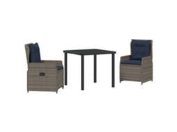 Conjunto 3 De Jantar De Jardim Vidaxl Cinza Vime