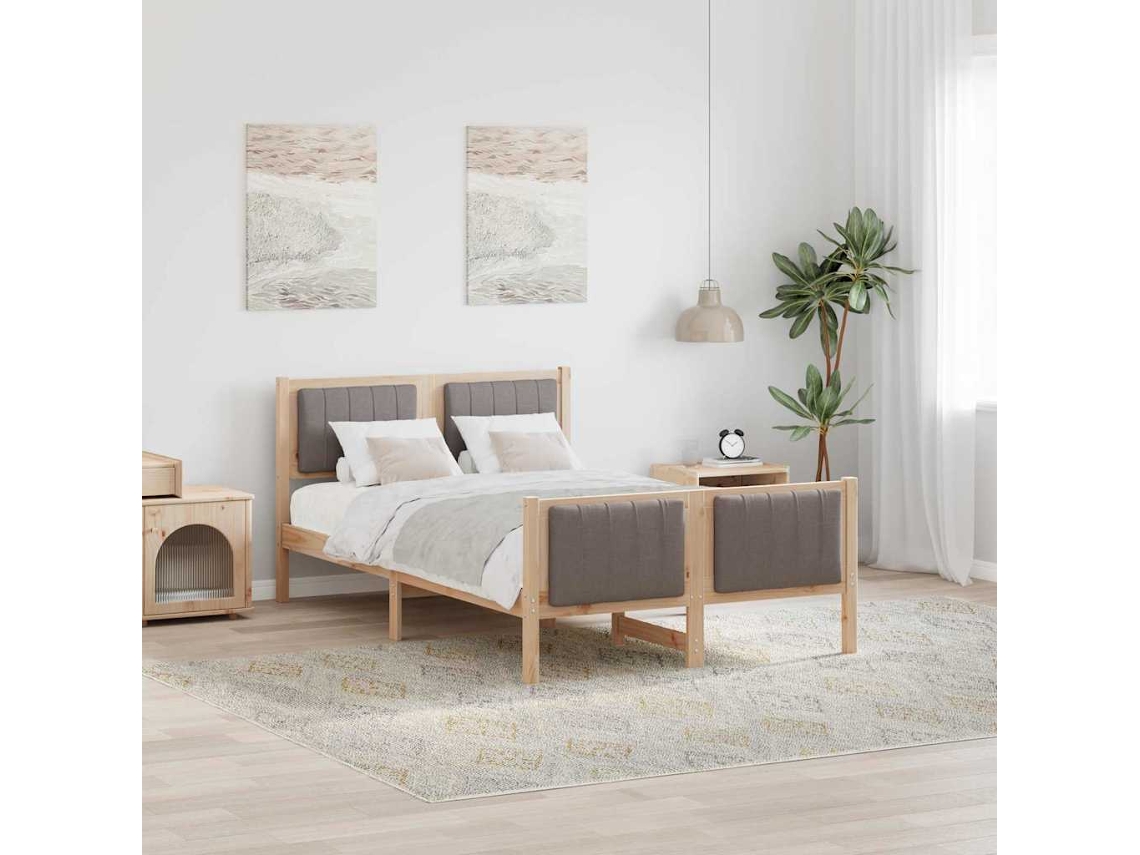 Vidaxl Estrutura Da Cama Com Cabeceira Marrom E Taupe 120 X 200 Cm