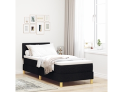 Cama Box Spring Com Colchão Led Preta 80x200 Cm Tecido