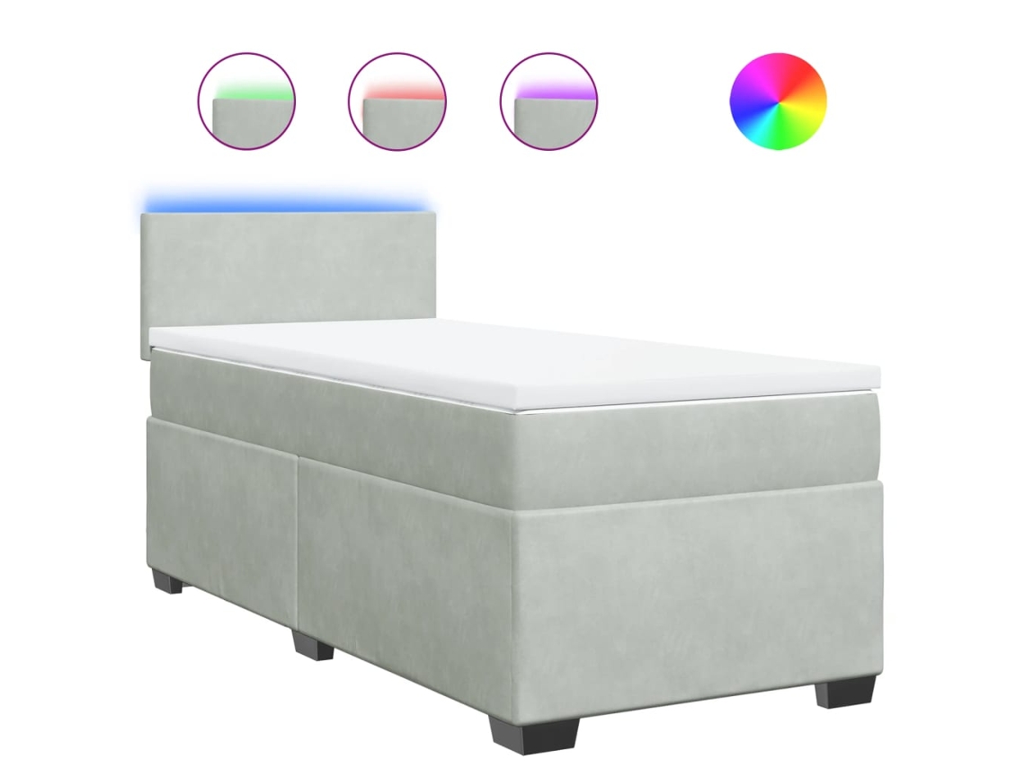 Box Spring Bed, Box Spring Beds Vidaxl Cinzeto Veludo (90 X 200 Cm)