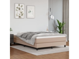 Vidaxl Cama Com Molas/colchão 140x190 Cm Couro Artificial Cappuccino