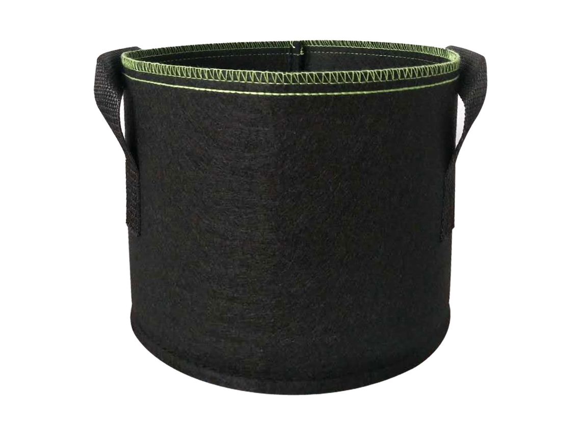 Saco Plantio Têxtil Grosso 10 Galões 5pçs Preto Borda Verde 40x30