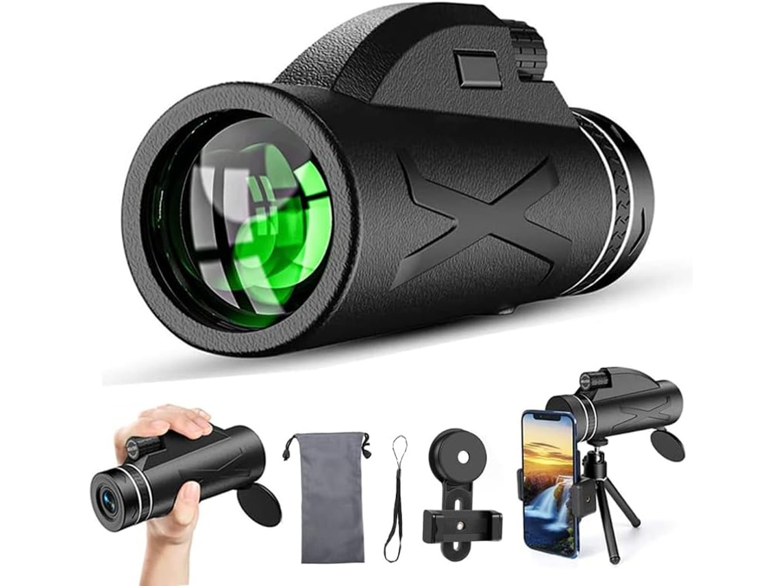 Telescópio Monocular 80x100 Para Adultos - Monóculos Compactos De Alta Potência Com Prismas Bak4 Fmc (preto)
