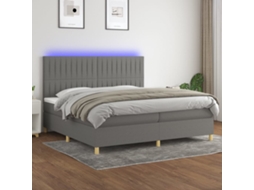 Vidaxl Cama Box Spring C/ Colchão E Led 200x200 Cm Tecido Cinza-escuro