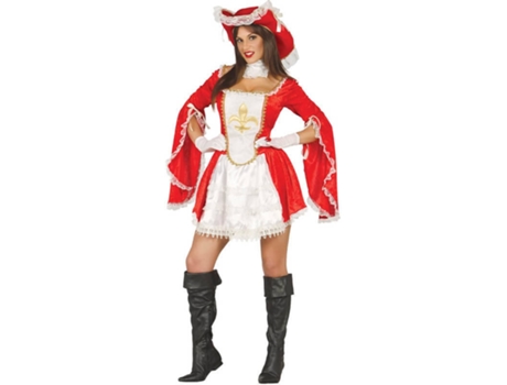 Fato de Mulher  Mosqueteira Com Flor De Lis Vermelho (Tam: S)
