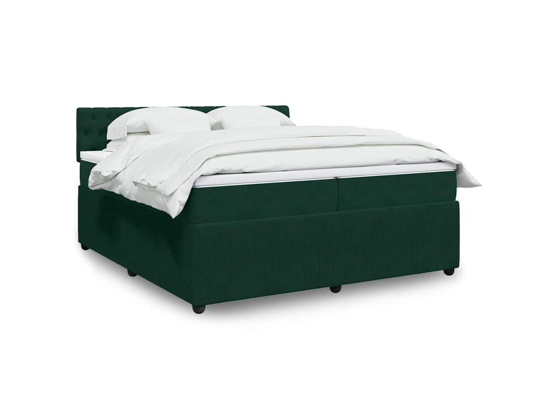 Vidaxl Cama Com Molas/colchão 200x200 Cm Veludo Verde-escuro