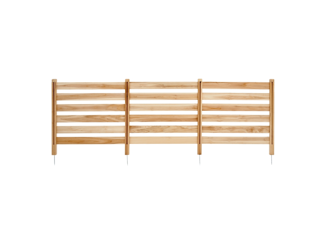 Valla de Madeira 914 X Mm, Ripas 3 Painéis, Fechamento com Estacas Metal, para Exteriores Decoração Jardim, Ar Condicionado, Equipamento Piscina