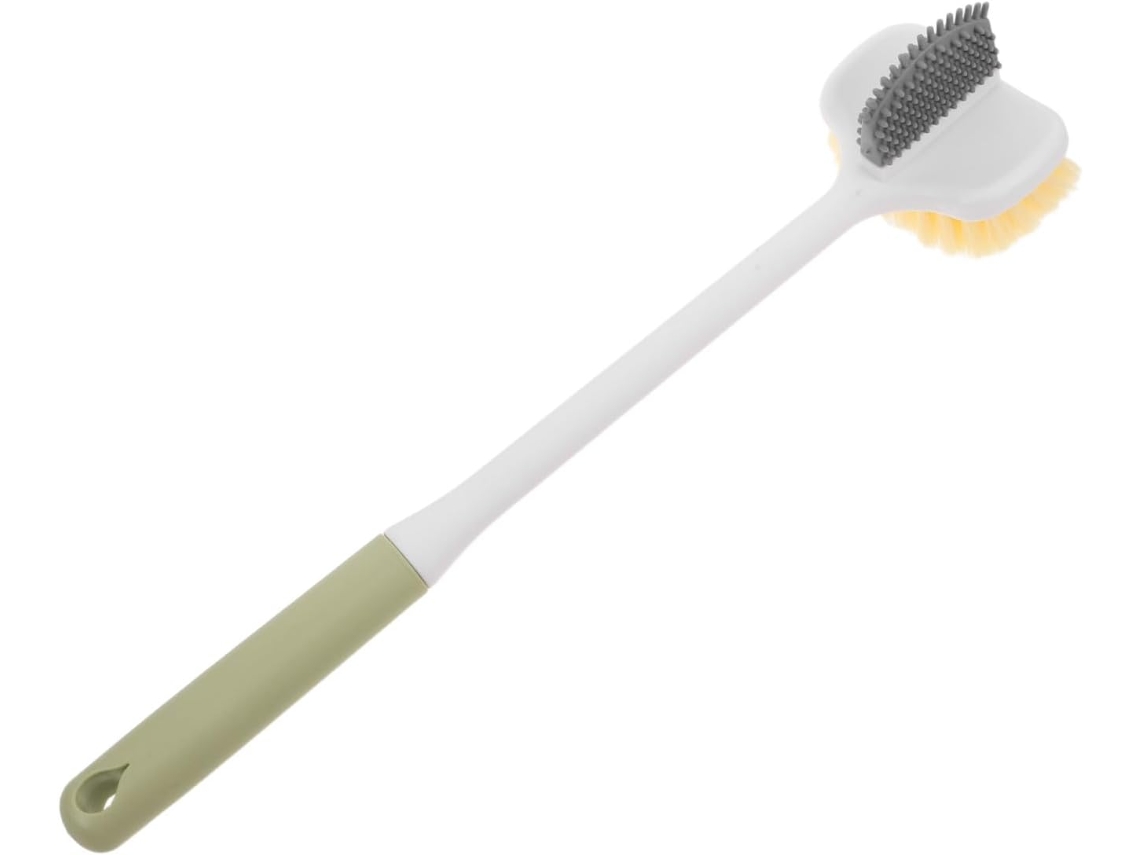 Escova De Banho Dupla Face Com Cabo Longo, Silicone Esfoliante Para Limpeza Suave Dos Pés E Do Corpo, Ideal Para