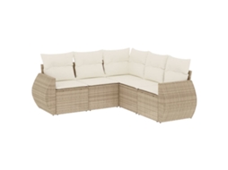 Conjunto de 5 Sofás para Jardim com Almofadões Vime Pe Bege MAISON EXCLUSIVE (5 pcs)
